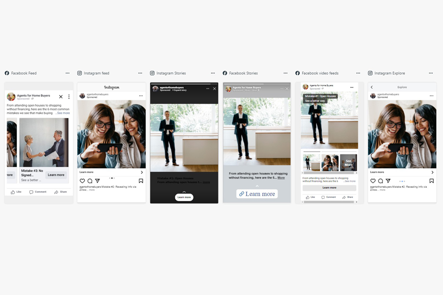 For this content marketing campaign for Agents for Home Buyers, we upgraded existing content, did SEO, and created 50+ paid social media ads.