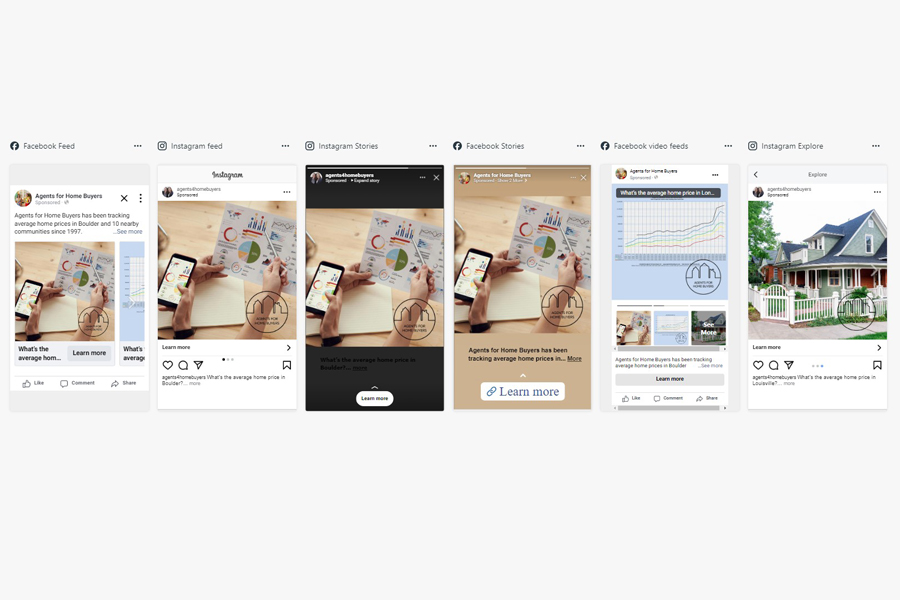 For this content marketing campaign for Agents for Home Buyers, we upgraded existing content, did SEO, and created 50+ paid social media ads.