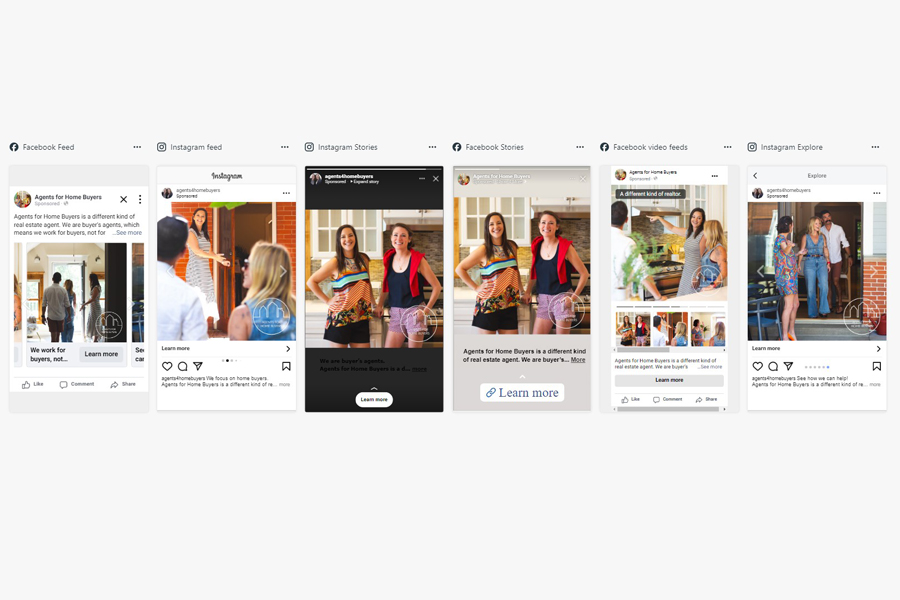 For this content marketing campaign for Agents for Home Buyers, we upgraded existing content, did SEO, and created 50+ paid social media ads.