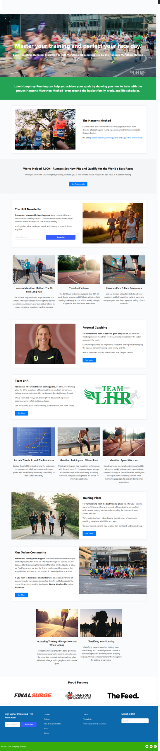 Luke Humphrey Running Home Page After Intent+Method Marketing