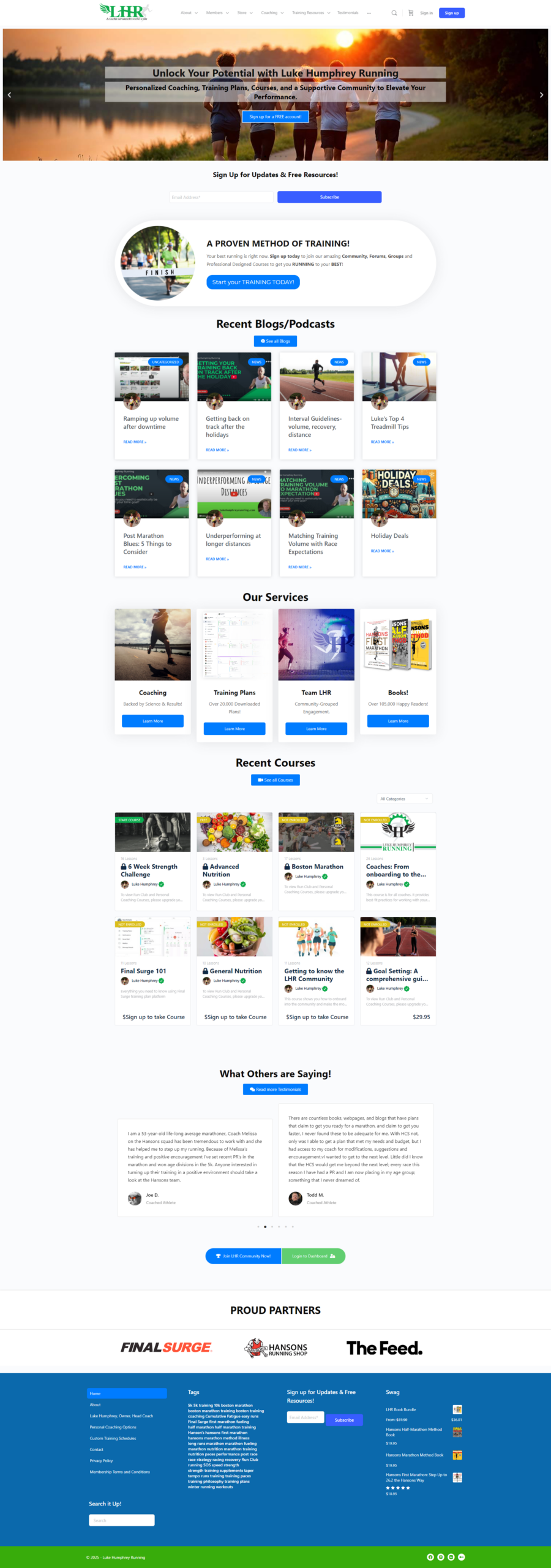 Luke Humphrey Running Home Page Before Intent+Method Marketing